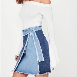 missguided denim wrap skirt